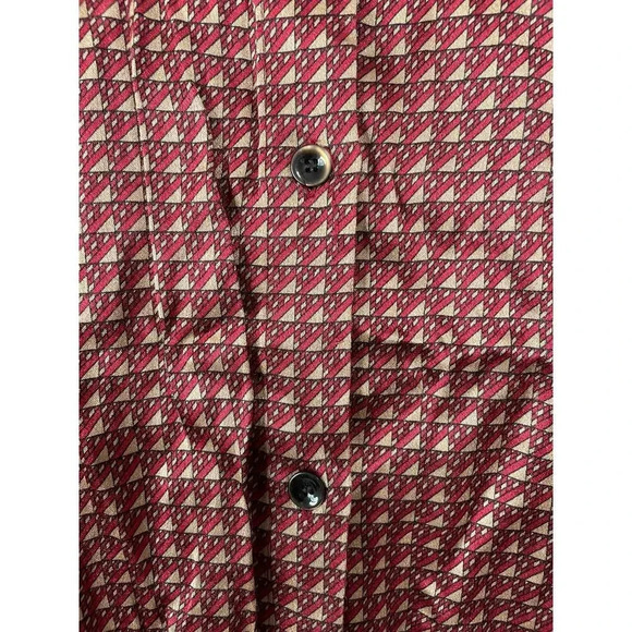 Vintage Gianni Made in USA Button Down Burgundy & Gold Geometric Pattern - Picture 6 of 12